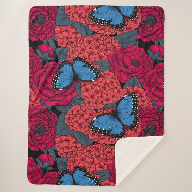 Couverture Sherpa Jardin de morpho bleu (Devant)