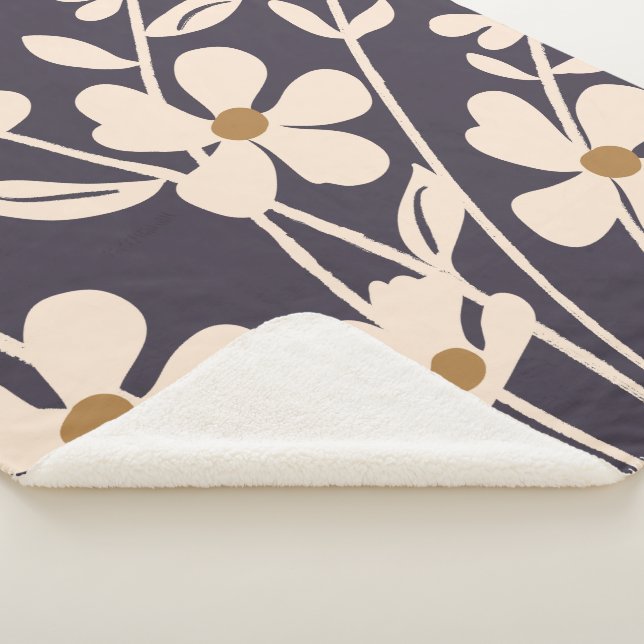 Couverture Sherpa Jardin Moderne Silhouette Florale  (3/4)