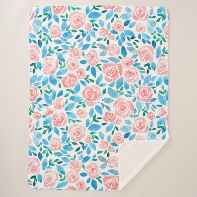 Couverture Sherpa Jardin rose 2 (Devant)