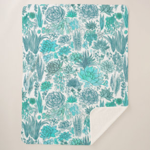 Couverture Sherpa Jardin succulent
