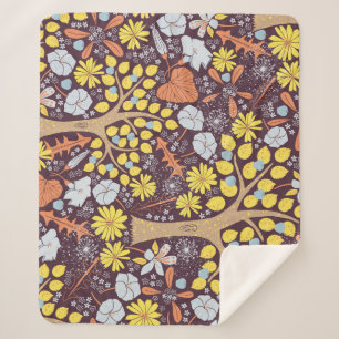 Couverture Sherpa Jardins, fleuris, pommier motif