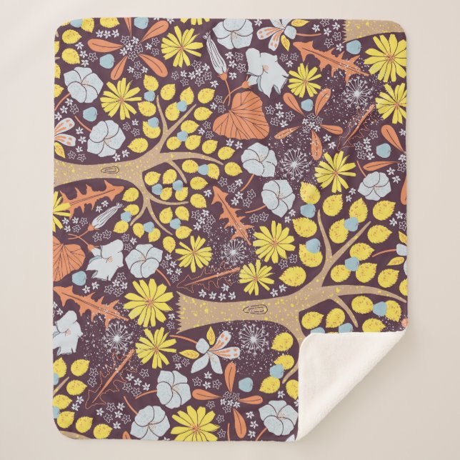Couverture Sherpa Jardins, fleuris, pommier motif (Devant)