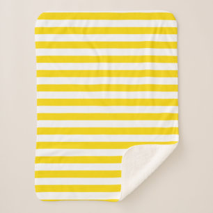 Couverture Sherpa Jaune blanc rayé Personnalisé Modèle moderne Petit