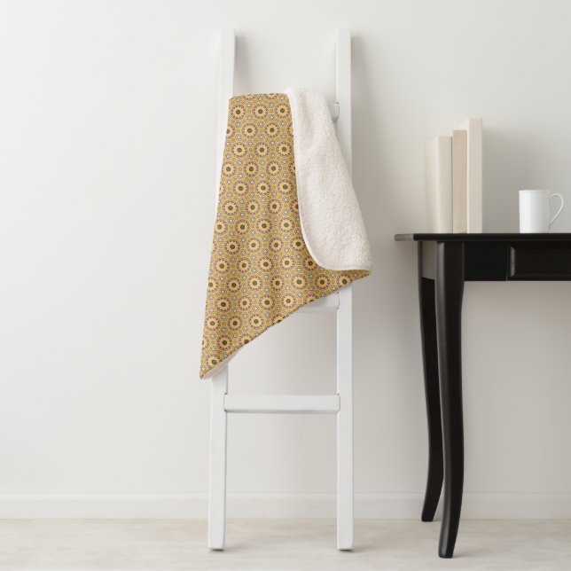 Couverture Sherpa Jaune et rose (En situation)