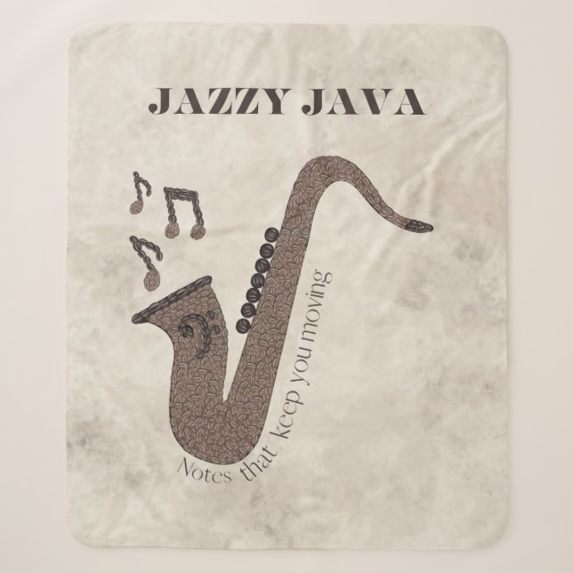Couverture Sherpa Jazzy Java-Grains de Café-Saxophone- (Devant)