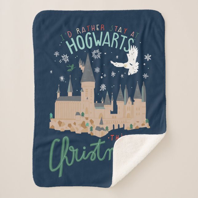 Couverture Sherpa Je Préférerais Rester À Hogwarts Ce Noël (Devant)