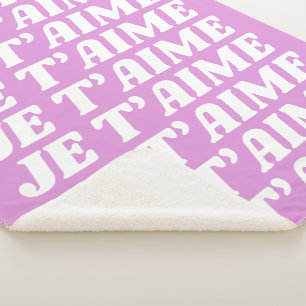 Couverture Sherpa Je t'aime Français Je t'aime Rose violet migno
