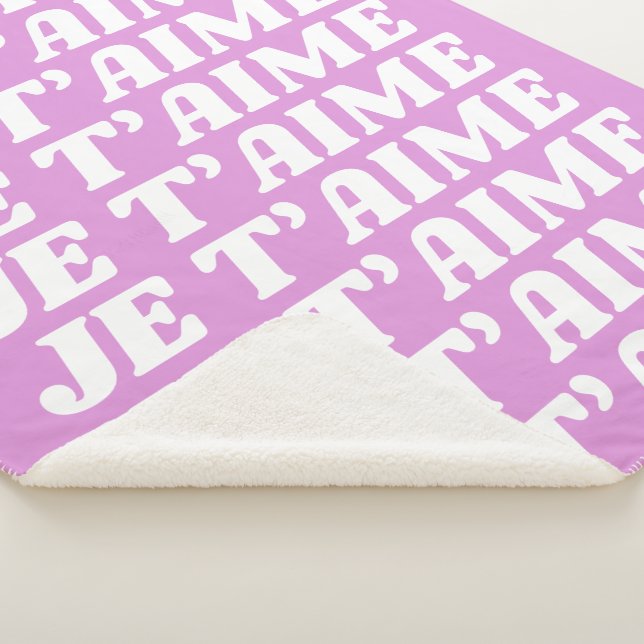 Couverture Sherpa Je t'aime | Français Je t'aime | Rose violet migno (3/4)