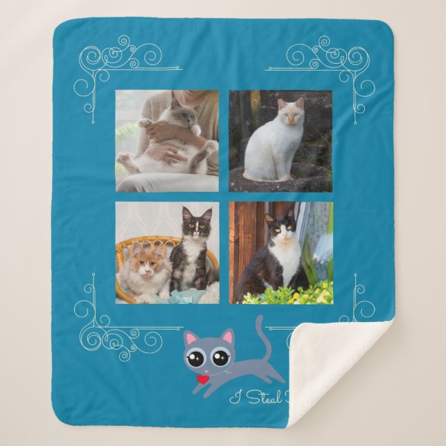 Couverture Sherpa Je vole les coeurs Photo personnalisée (Devant)