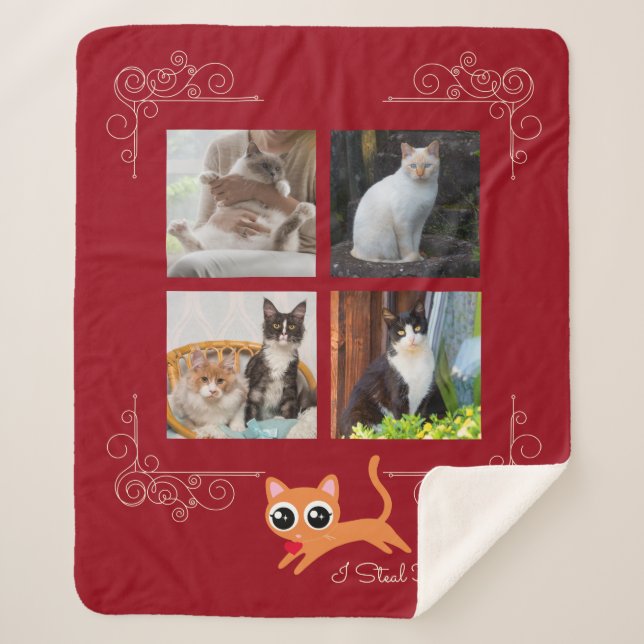 Couverture Sherpa Je vole les coeurs Photo personnalisée (Devant)