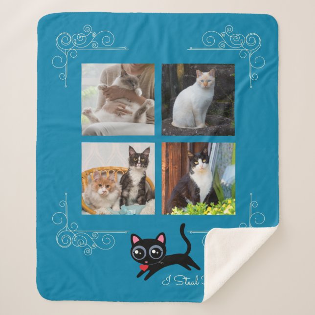 Couverture Sherpa Je vole les coeurs Photo personnalisée (Devant)