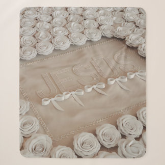 Couverture Sherpa JESÚS Fleece & Sherpa Blanket - Roses blanches