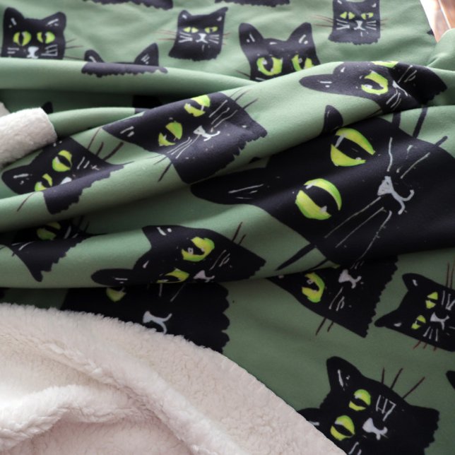 Couverture Sherpa Jetty Jetterson Black Cat Eyes Halloween Automne (Créateur téléchargé)