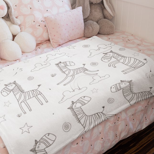 Couverture Sherpa Jeu de lignes animalières Zebra (Zebra Animal Line Set Sherpa Blanket-- small size)