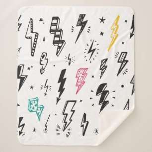 Couverture Sherpa Jeu vintage de boulons de foudre. Lig Doodle tiré