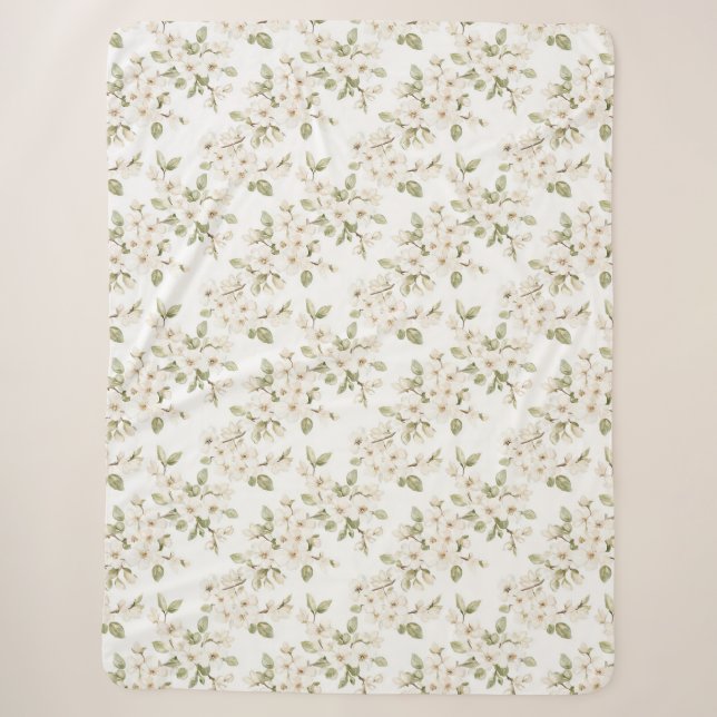 Couverture Sherpa Joli arbre à fleurs crème  (Devant)
