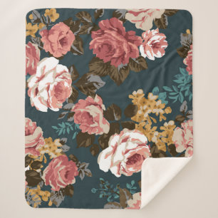 Couverture Sherpa joli design de fleur illustration textile art, pat