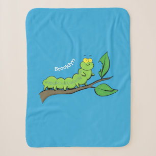 Couverture Sherpa Joli dessin animé de chenille verte mignonne