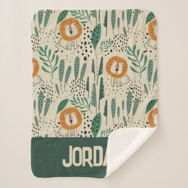 Couverture Sherpa Joli Doodle Lion Jungle Rainforest Motif (Devant)