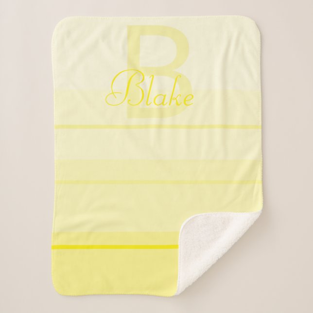 Couverture Sherpa Joli Elegant Personnalisé Bébé Jaune Nom Monogramm (Devant)