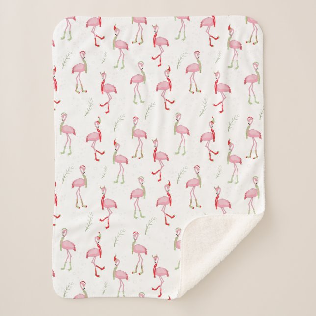 Couverture Sherpa Joli motif de flamant rose de Noël  (Devant)