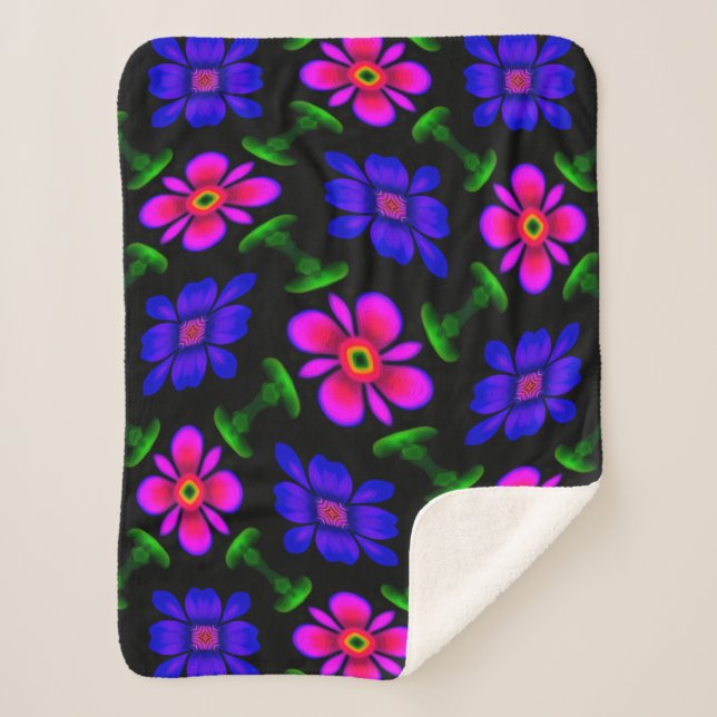 Couverture Sherpa Joli Motif de fleurs roses (Devant)