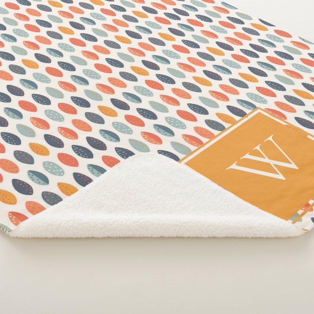Couverture Sherpa Joli Motif de Monogramme Botanique Bleu Bleu Orang (3/4)
