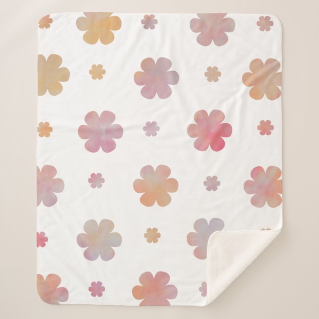 Couverture Sherpa Joli Motif orange et rose (Devant)