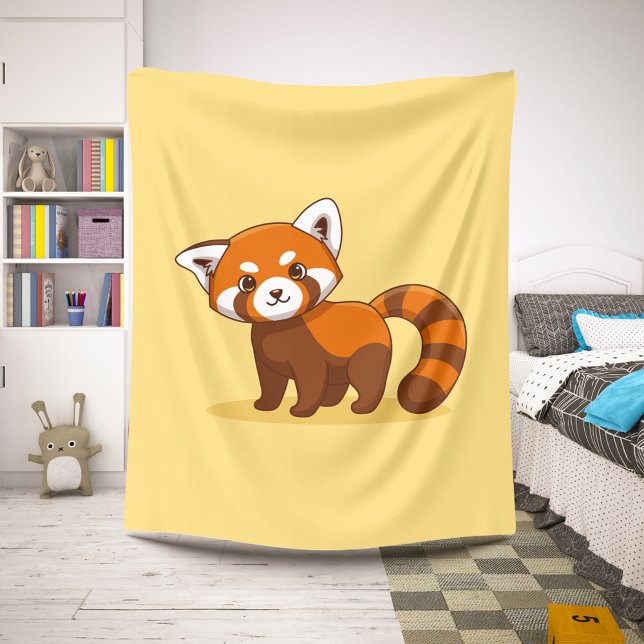 Couverture Sherpa Joli panda roux sur fond jaune (Créateur téléchargé)