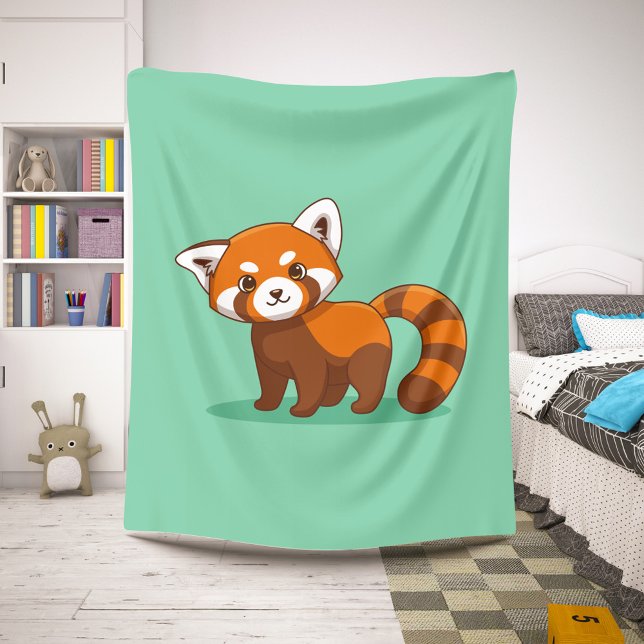 Couverture Sherpa Joli panda roux sur fond vert (Créateur téléchargé)