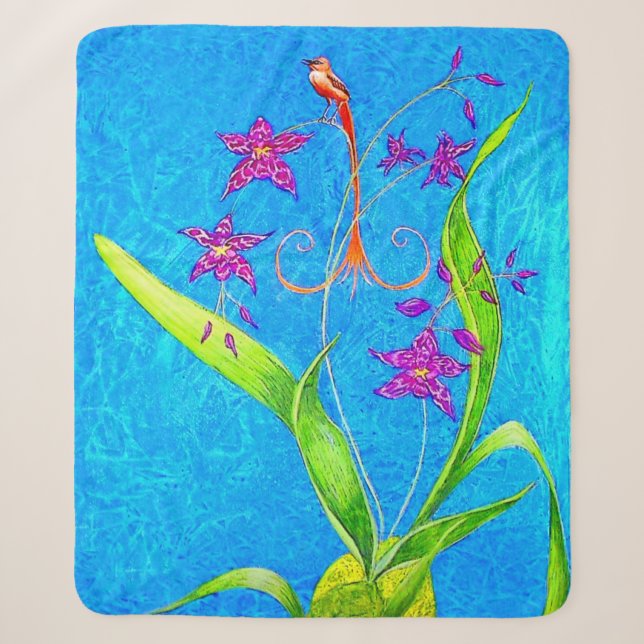 Couverture Sherpa Joli petit orchidée (Devant)