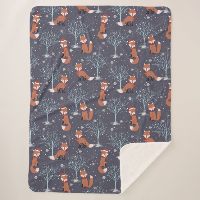 Couverture Sherpa Joli renard d'hiver (Devant)