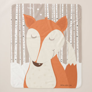 Couverture Sherpa Joli renard rouge boisé Birch Trees