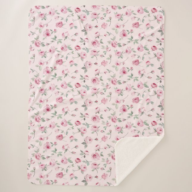 Couverture Sherpa Joli rose Roses Floral (Devant)