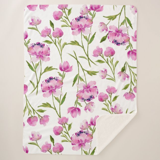 Couverture Sherpa Jolie aquarelle Floral Design Sherpa Blanket (Devant)