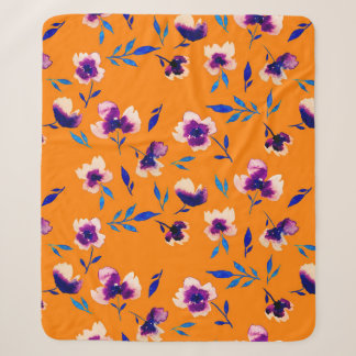 Couverture Sherpa Jolie aquarelle pivoine violet fleurs et