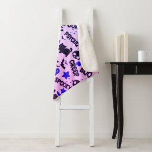 Couverture Sherpa Jolie et amusante Halloween violet, bleu et noir
