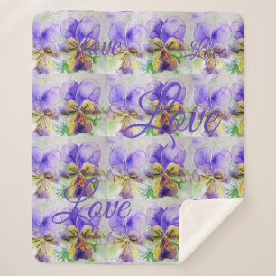 Couverture Sherpa Jolie Fleur Viola Floral Purple Motif Amour