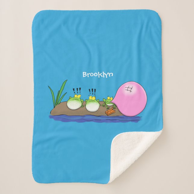 Couverture Sherpa Jolie grenouilles drôles bubblegum dessin animé il (Devant)