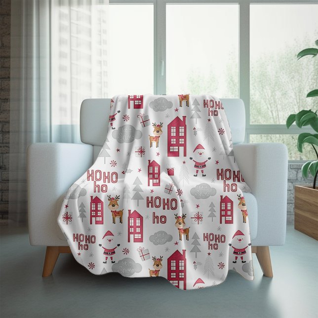 Couverture Sherpa Jolie Noël Père Noël Reindeer Vacances d'hiver (Créateur téléchargé)