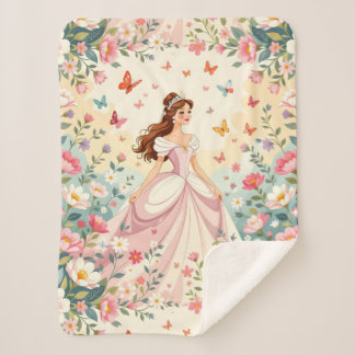 Couverture Sherpa Jolie princesse avec papillons