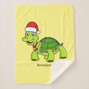 Couverture Sherpa Jolie tortue en chapeau de Père Noël