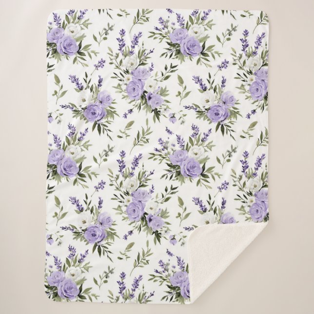 Couverture Sherpa Jolies Fleurs de Lavande  (Devant)