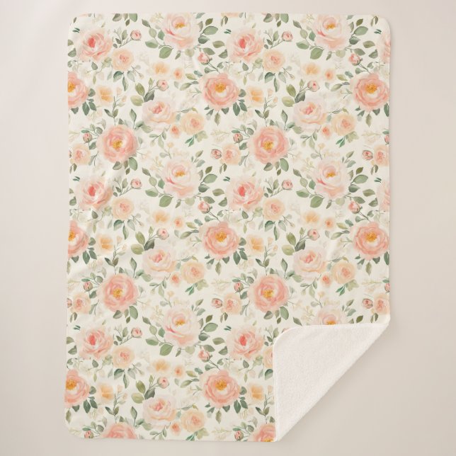 Couverture Sherpa Jolies fleurs de pêcher   (Devant)
