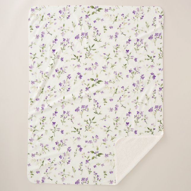 Couverture Sherpa Jolies Fleurs Lavande (Devant)