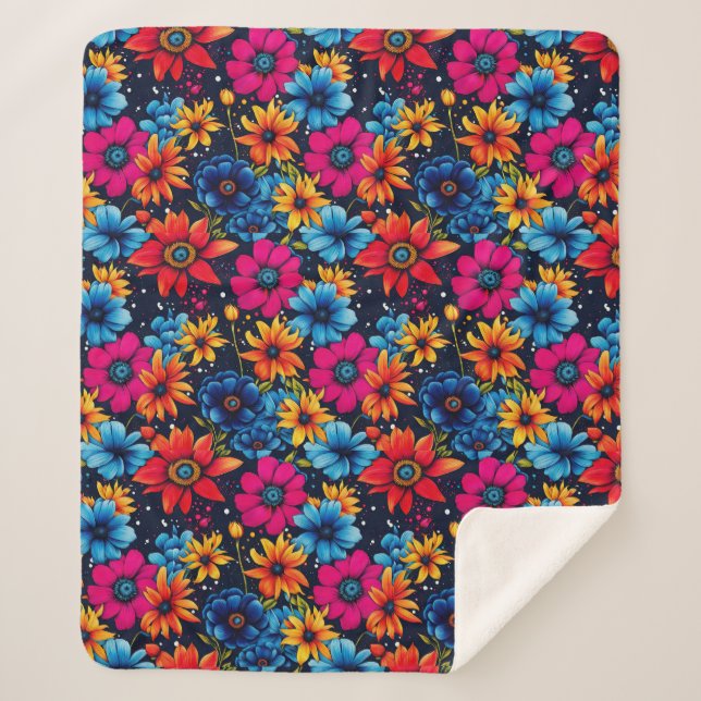 Couverture Sherpa Jolies fleurs sucrées et roses (Devant)