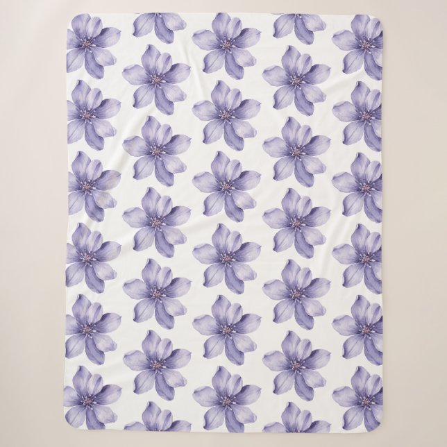 Couverture Sherpa Jolies Fleurs Violettes (Devant)