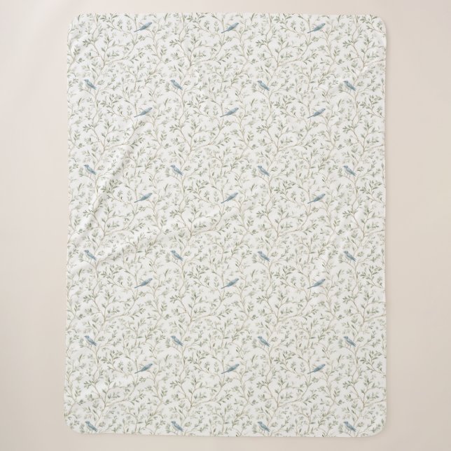 Couverture Sherpa  Jolies Oiseaux Bleus   (Devant)