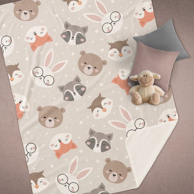 Couverture Sherpa Jote Motif d'animaux de bois (Créateur téléchargé)
