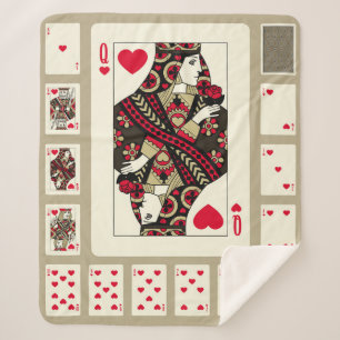 Couverture Sherpa Jouer des cartes de Coeur en costume vintage. Ori